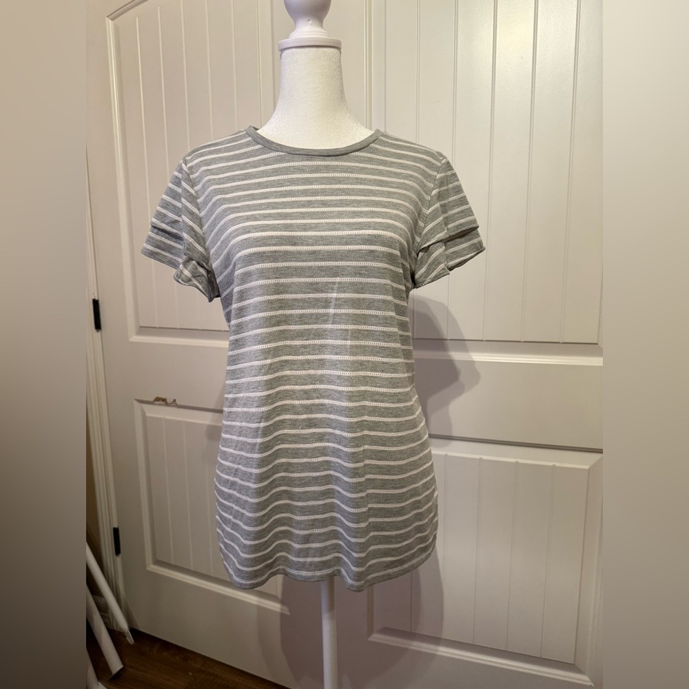 Ann Taylor Gray Striped Women's Top